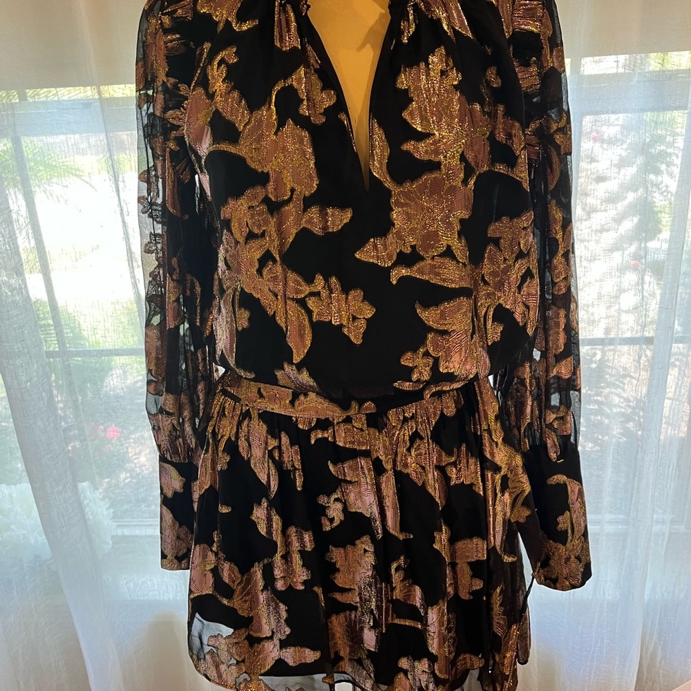 Elegant Black and Gold Floral Dress